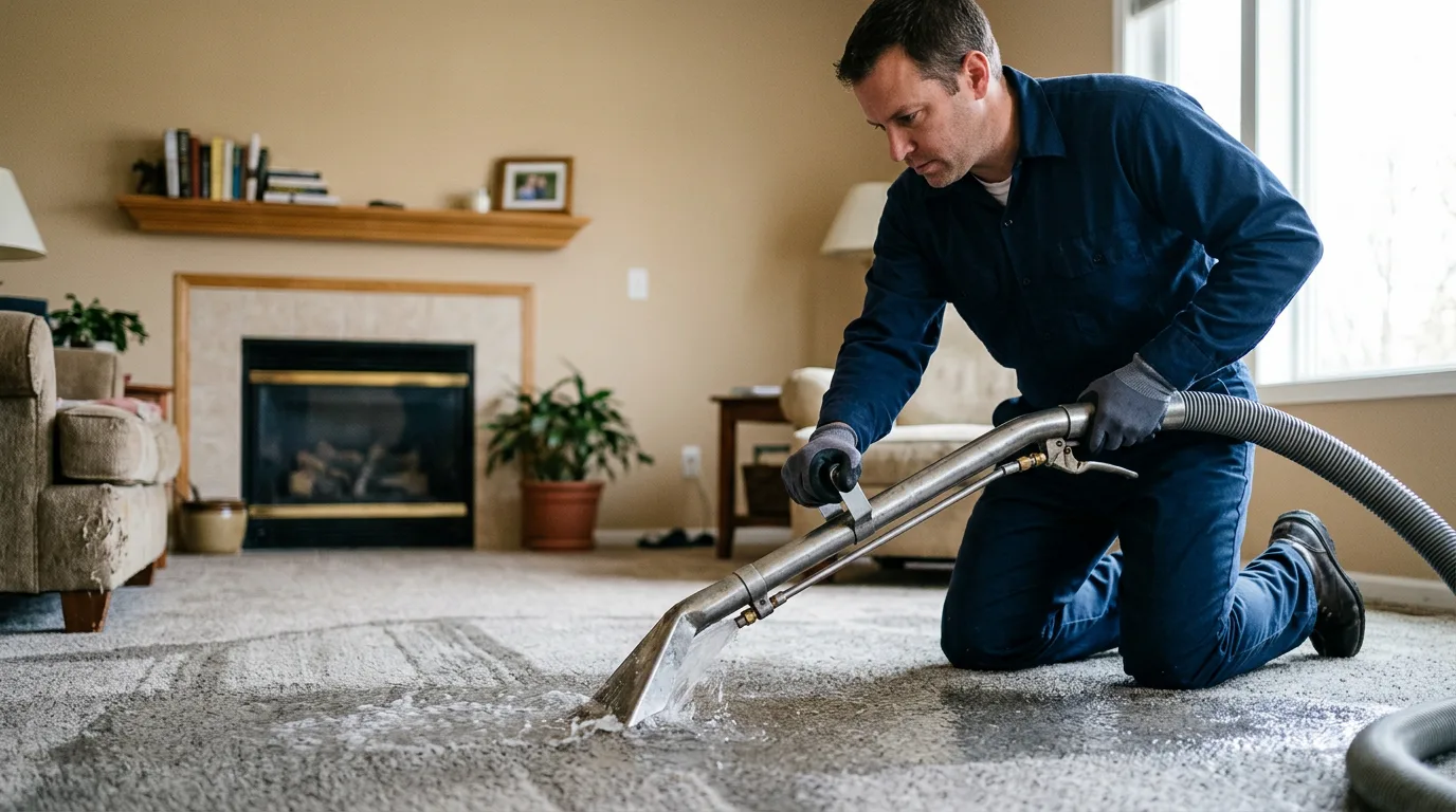 Water damage restoration technician working near Sherborn, MA